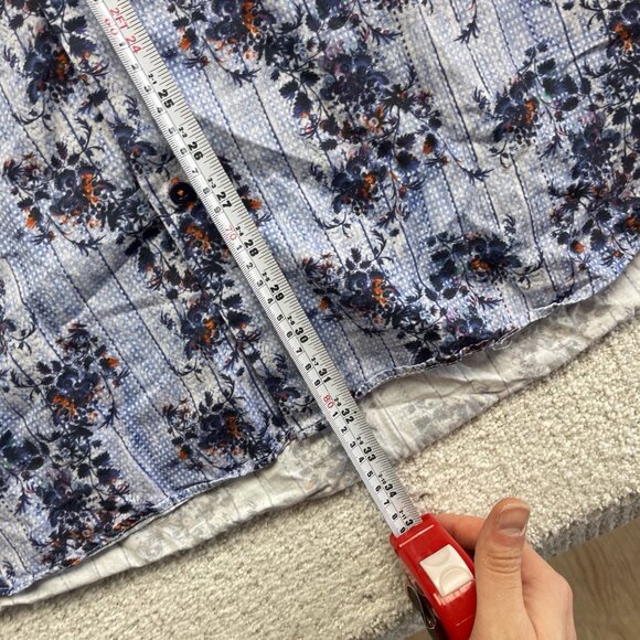7 Downie St. Blue Floral AOP Long Sleeve Button-down Men’s Shirt Sz 7 Preppy - Picture 11 of 15